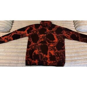 Babylon “We Light The Fires” Quarter Zip Fleece Pullover Orange Black Tie Dye Me